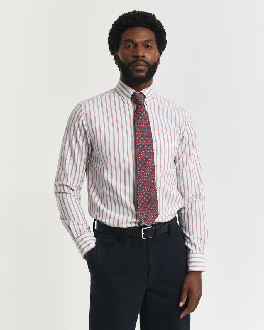 regular fit striped archive oxford shirt - eggshell