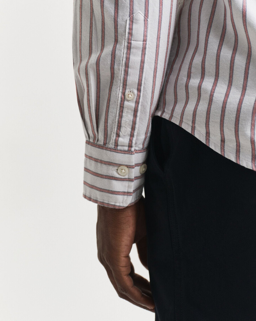 regular fit striped archive oxford shirt - eggshell