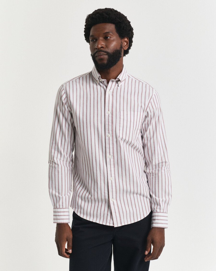 regular fit striped archive oxford shirt - eggshell