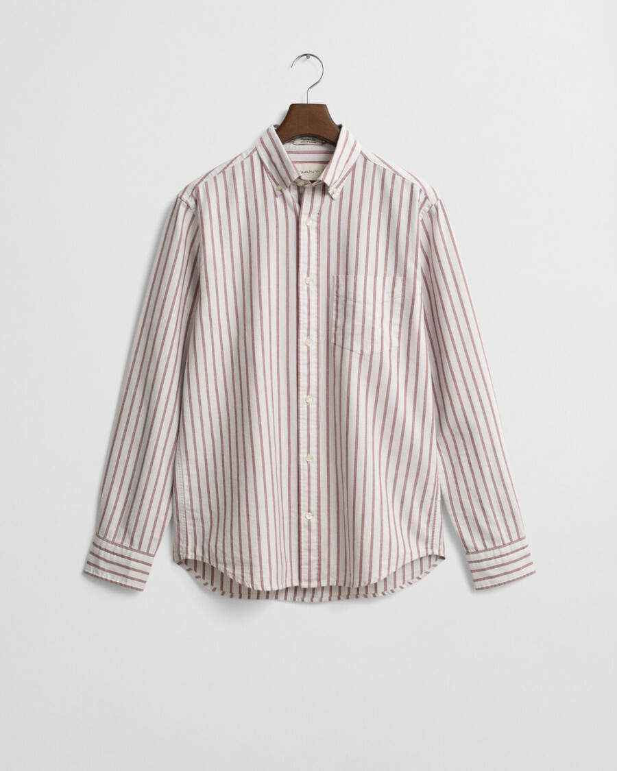 regular fit striped archive oxford shirt - eggshell
