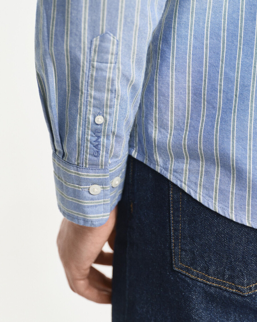 regular fit striped archive oxford shirt - blue water