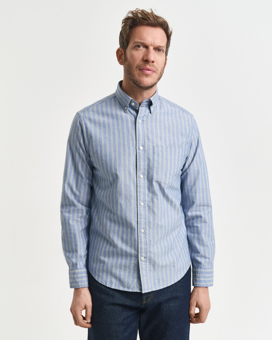 regular fit striped archive oxford shirt - blue water