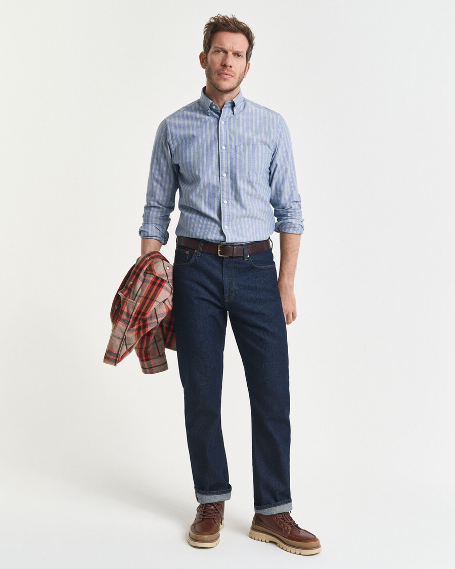 regular fit striped archive oxford shirt - blue water