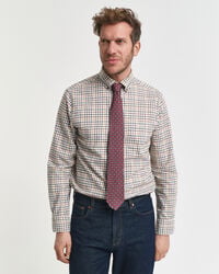 regular fit tattersall checked twill shirt - mahogany brown