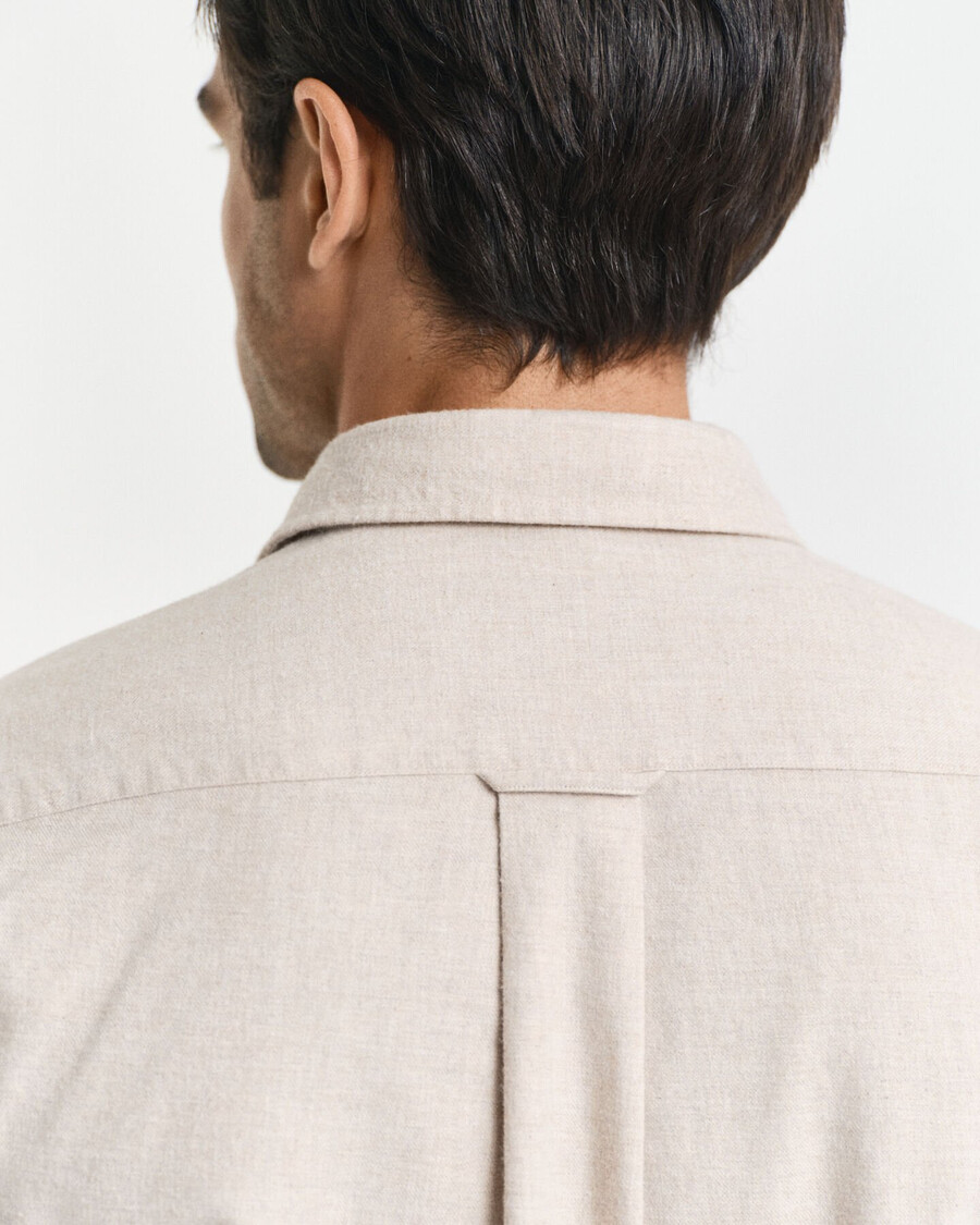 regular fit melange flannel shirt - light beige melange