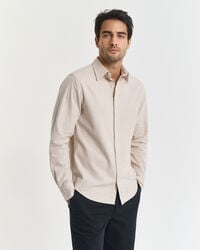 regular fit melange flannel shirt - light beige melange
