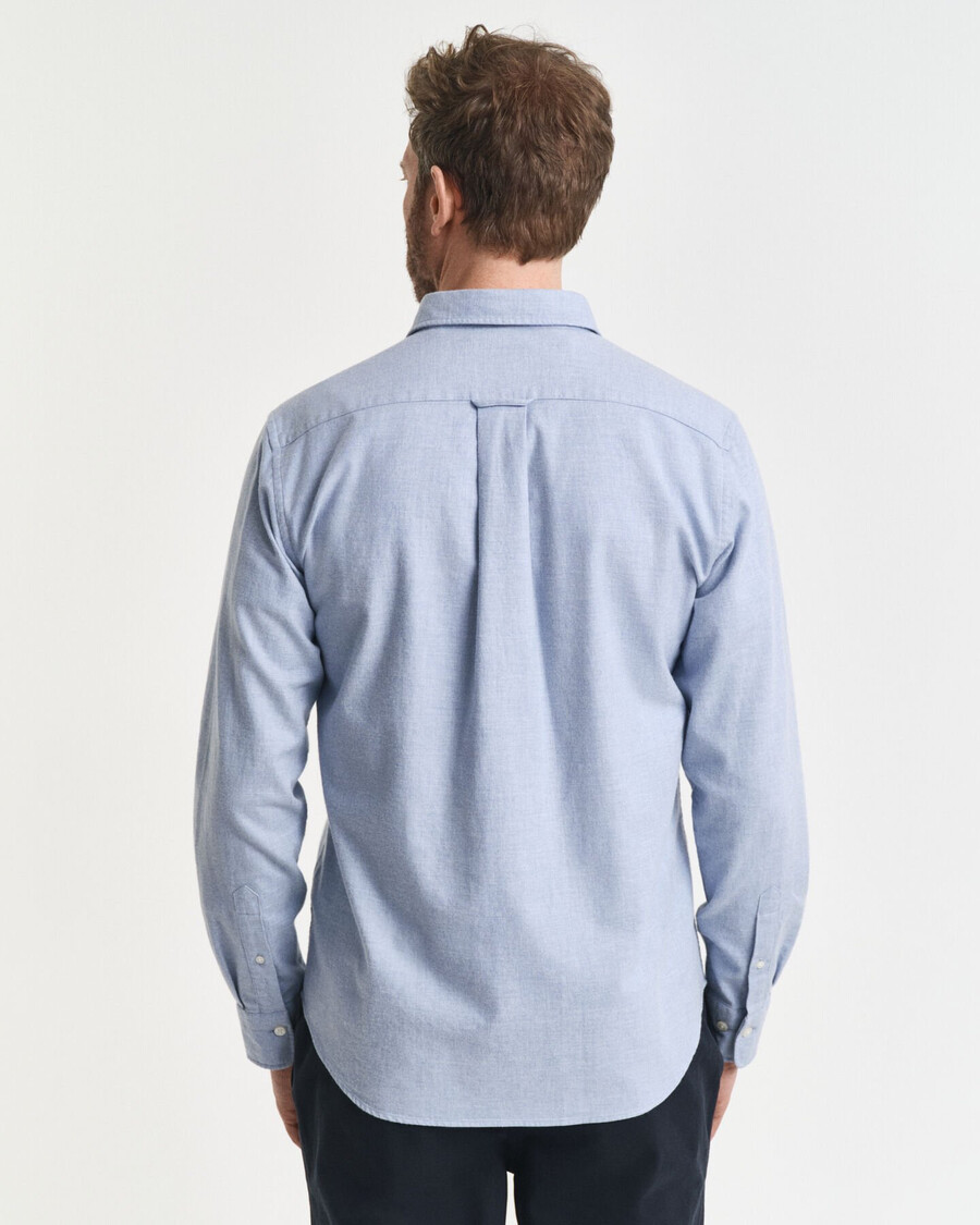 regular fit melange flannel shirt - light blue melange
