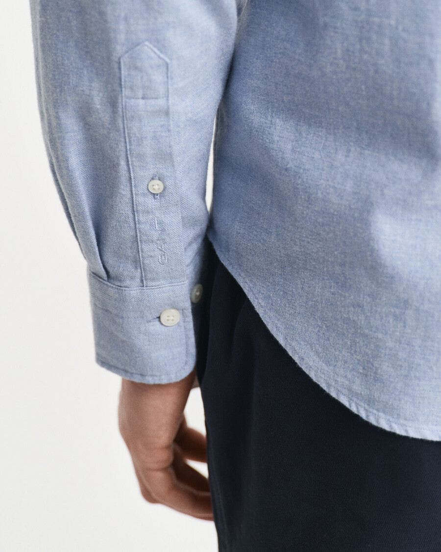 regular fit melange flannel shirt - light blue melange