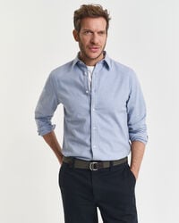 regular fit melange flannel shirt - light blue melange