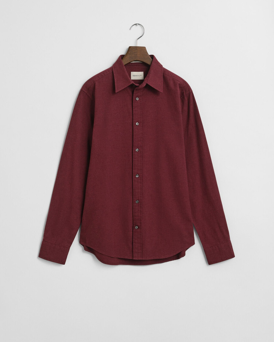 regular fit melange flannel shirt - plumped red