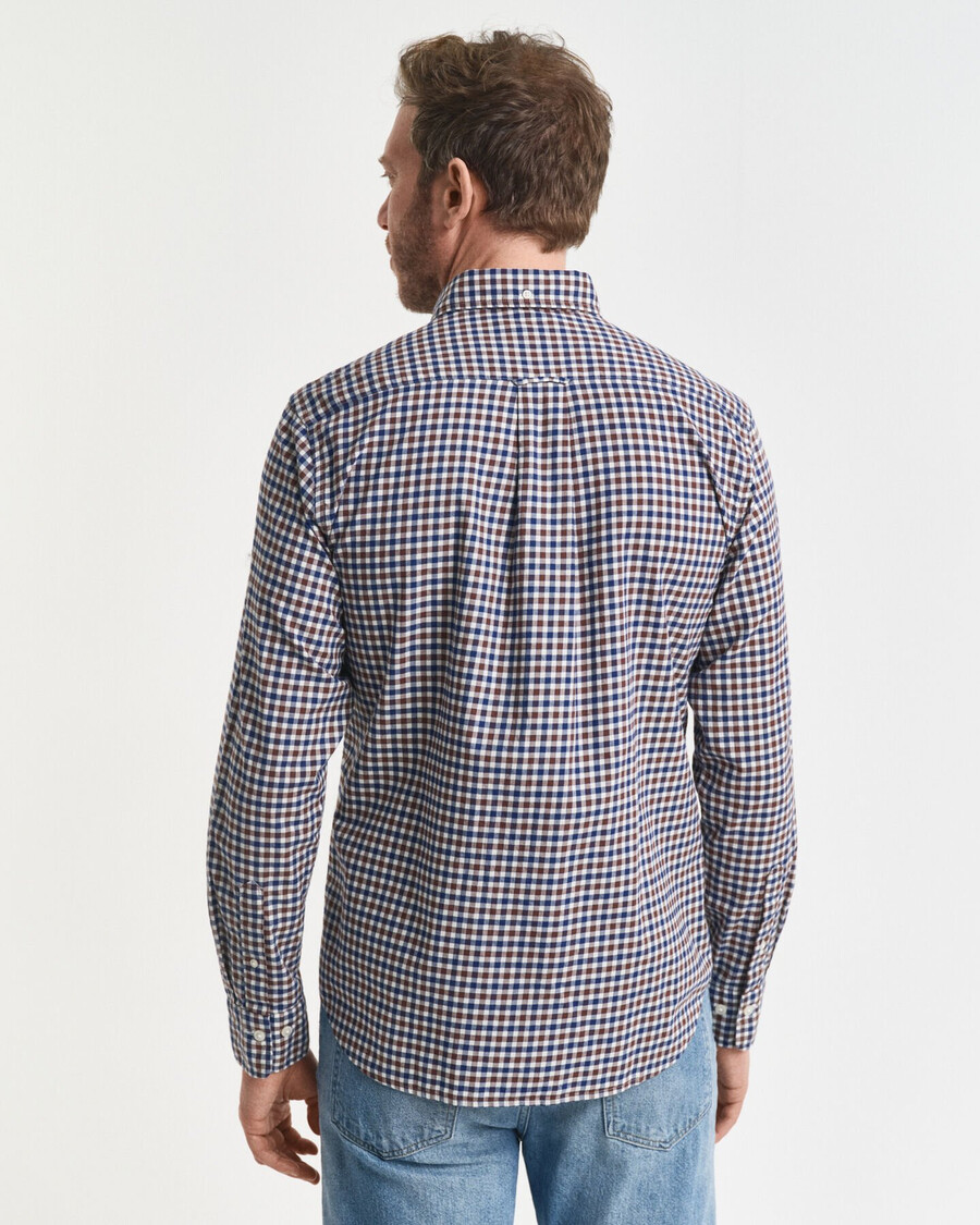 regular fit gingham twill shirt - mahogany brown