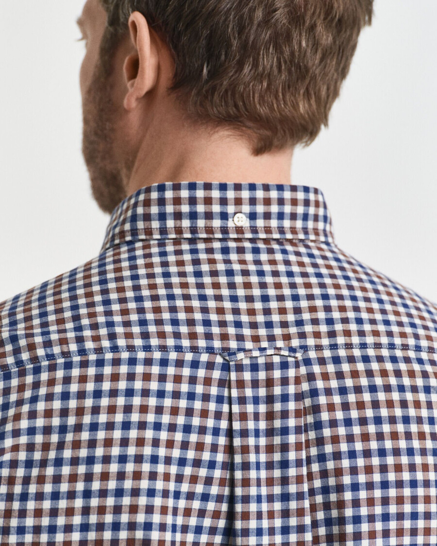 regular fit gingham twill shirt - mahogany brown