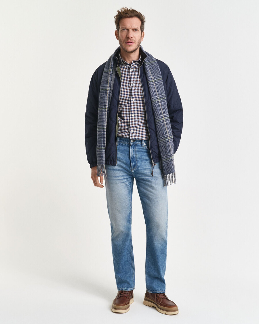 regular fit gingham twill shirt - mahogany brown