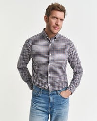 regular fit gingham twill shirt - mahogany brown