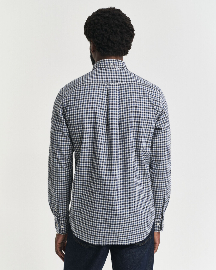 regular fit gingham twill shirt - naval blue