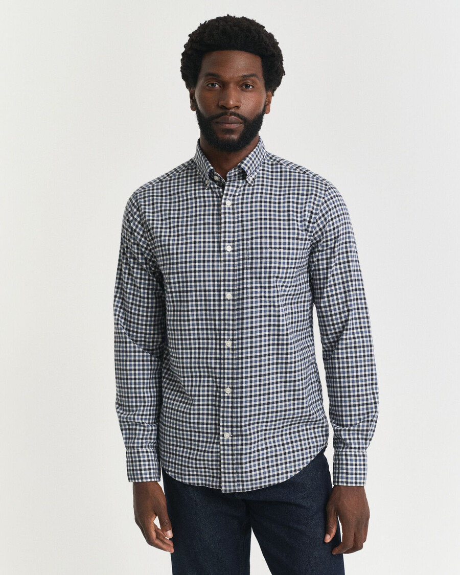 regular fit gingham twill shirt - naval blue