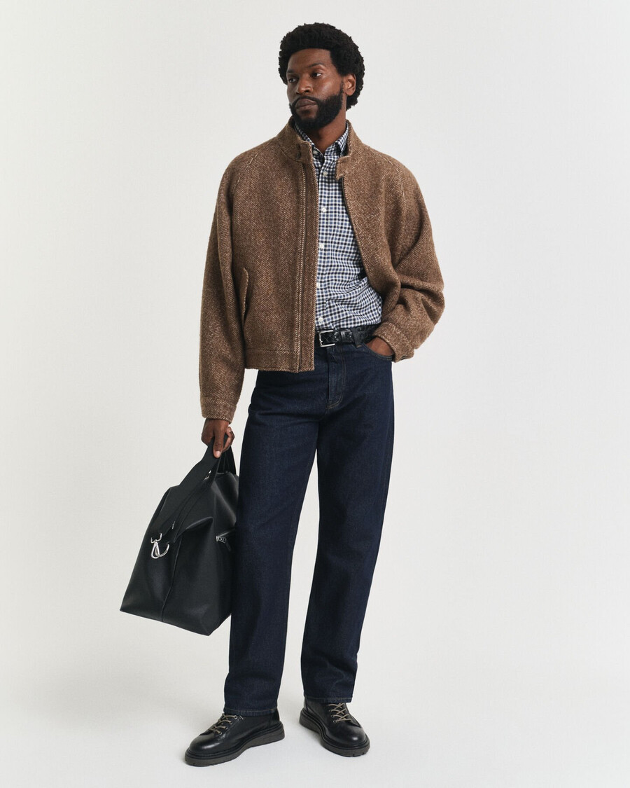 regular fit gingham twill shirt - naval blue