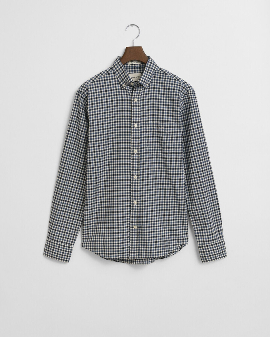 regular fit gingham twill shirt - naval blue