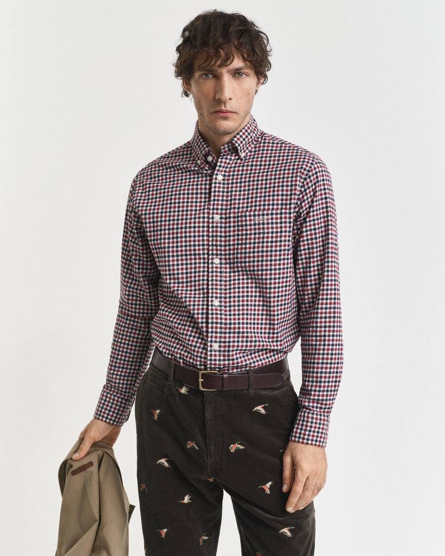 regular fit gingham twill shirt - plumped red