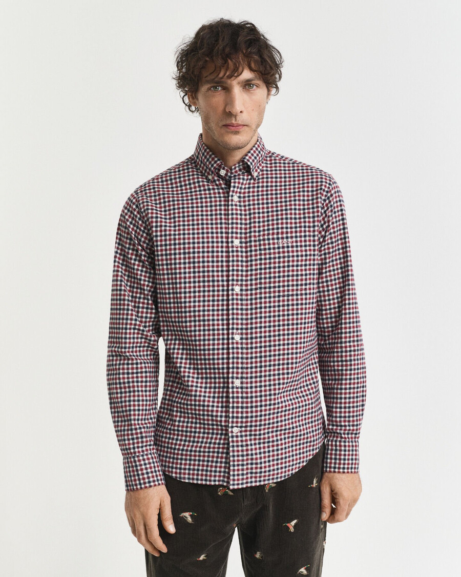 regular fit gingham twill shirt - plumped red