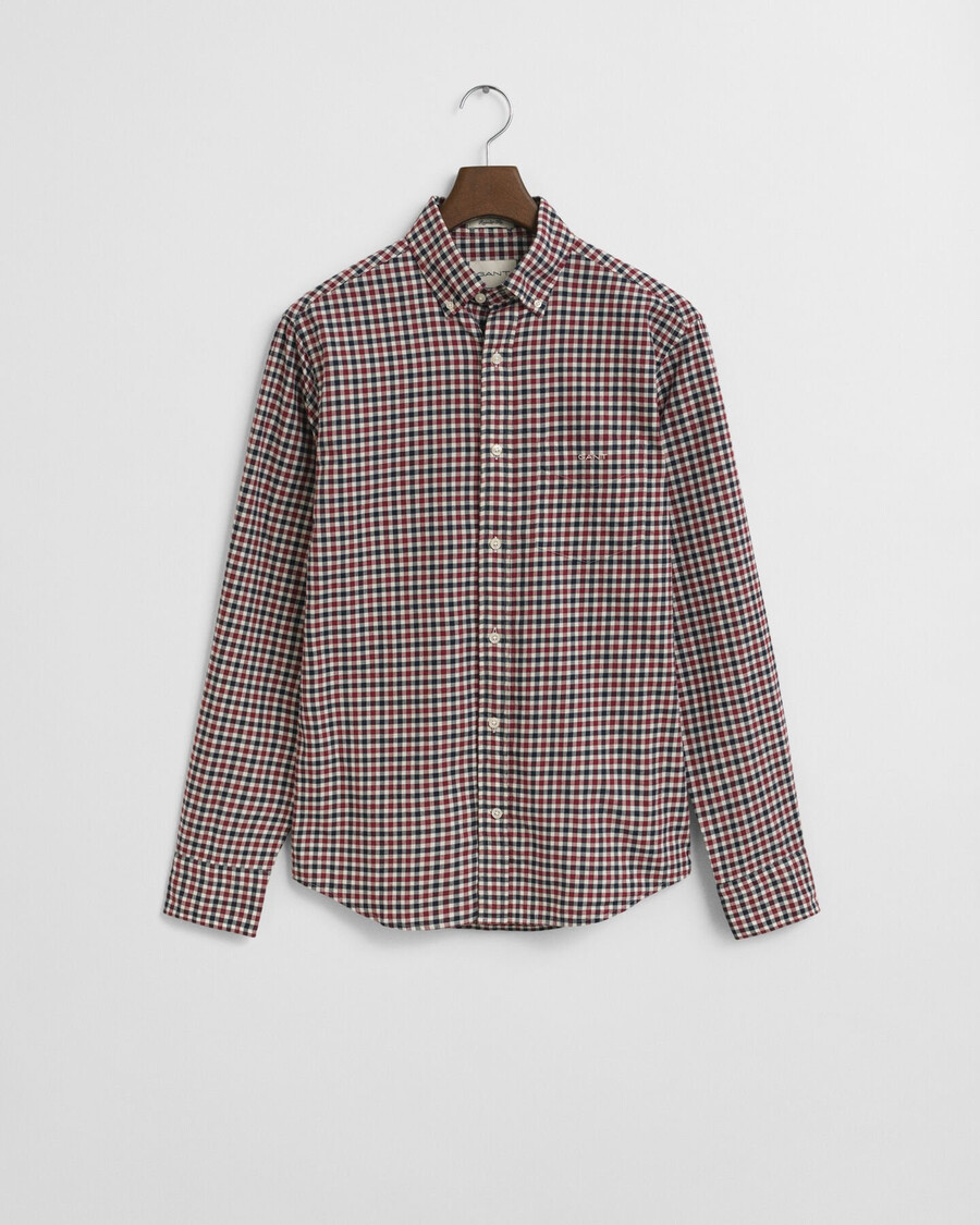 regular fit gingham twill shirt - plumped red