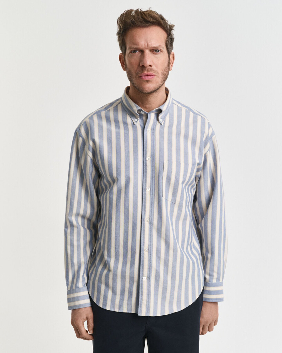 relaxed fit striped heritage oxford shirt - blue water
