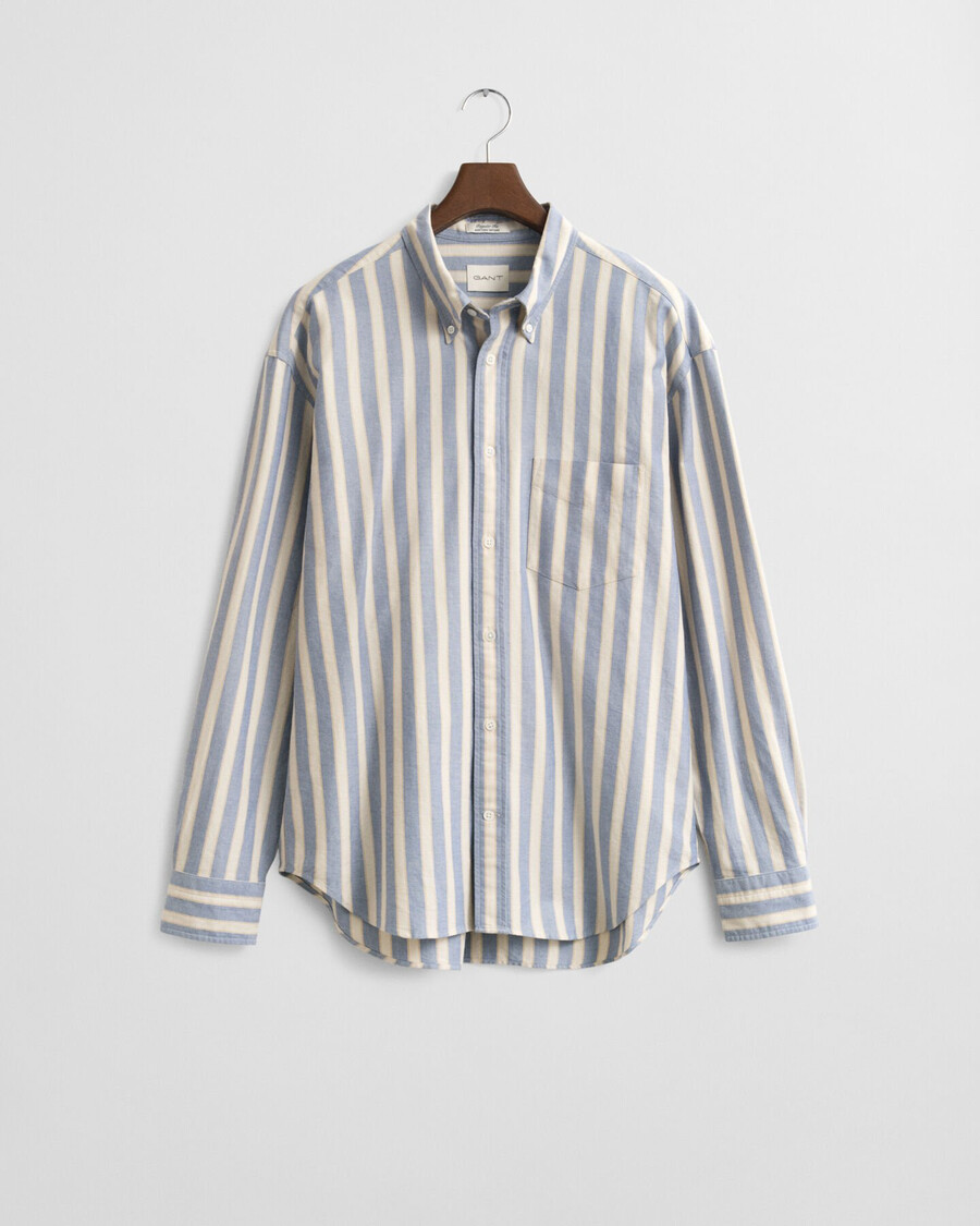 relaxed fit striped heritage oxford shirt - blue water