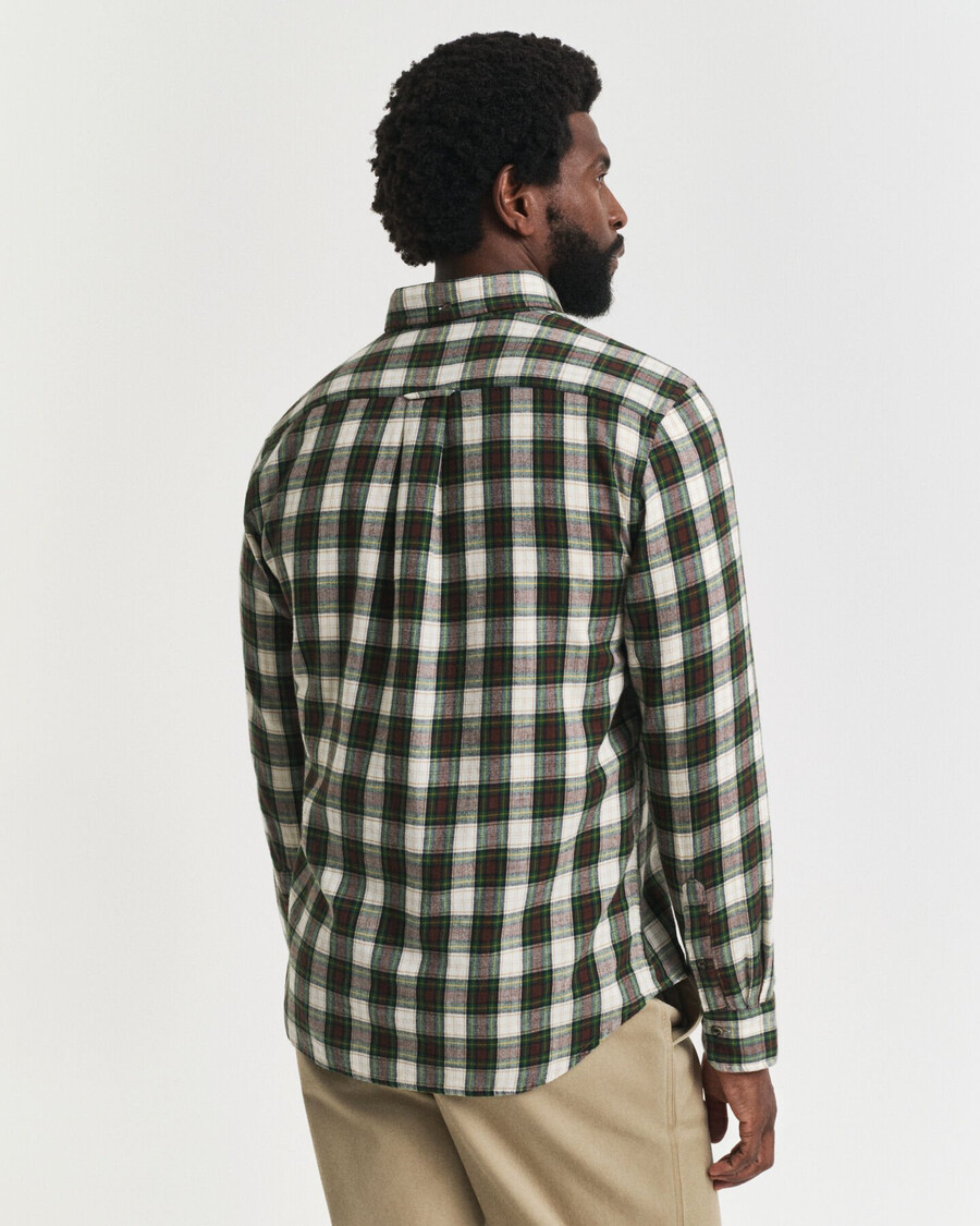 regular fit checked windblown flannel shirt - cream