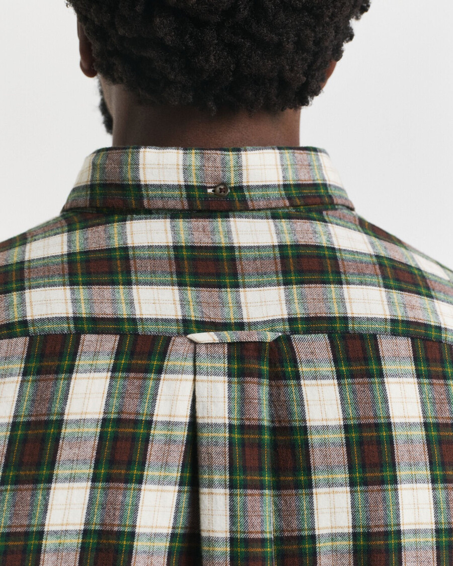regular fit checked windblown flannel shirt - cream