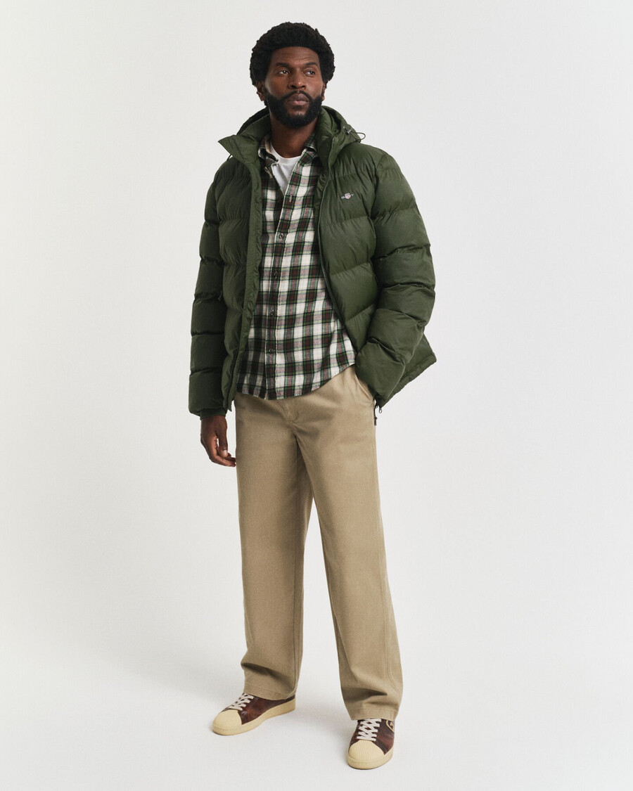 regular fit checked windblown flannel shirt - cream