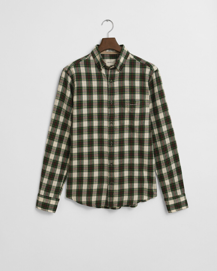 regular fit checked windblown flannel shirt - cream