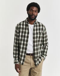 regular fit checked windblown flannel shirt - cream