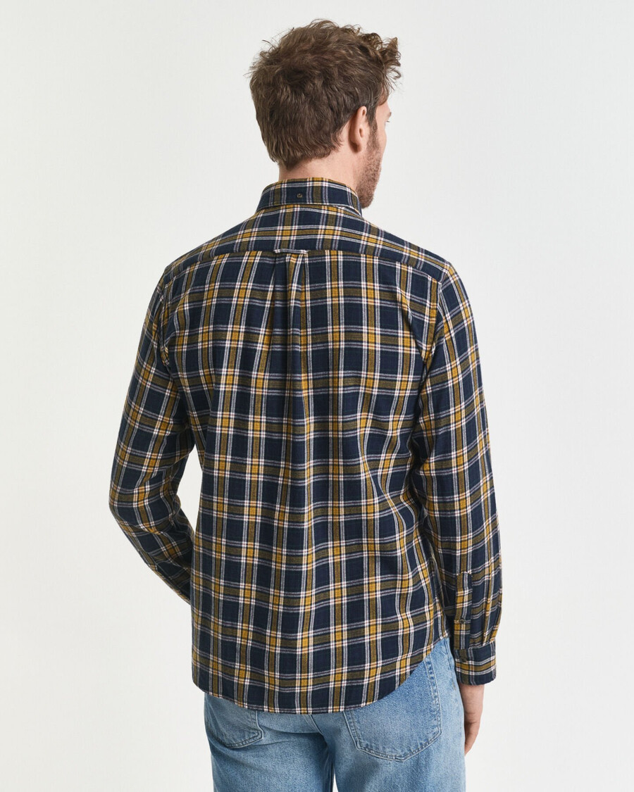 regular fit checked windblown flannel shirt - evening blue