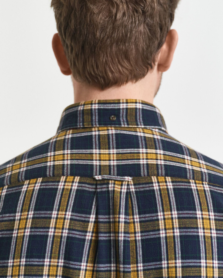 regular fit checked windblown flannel shirt - evening blue