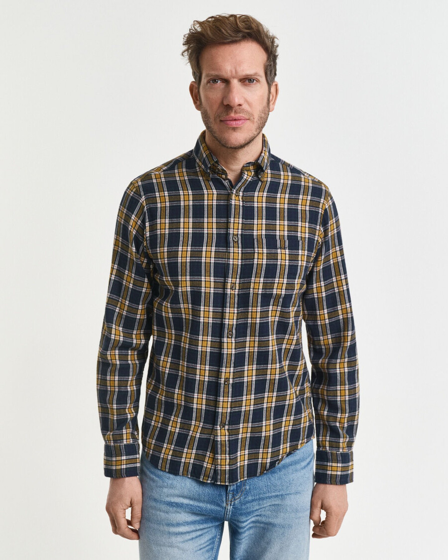 regular fit checked windblown flannel shirt - evening blue