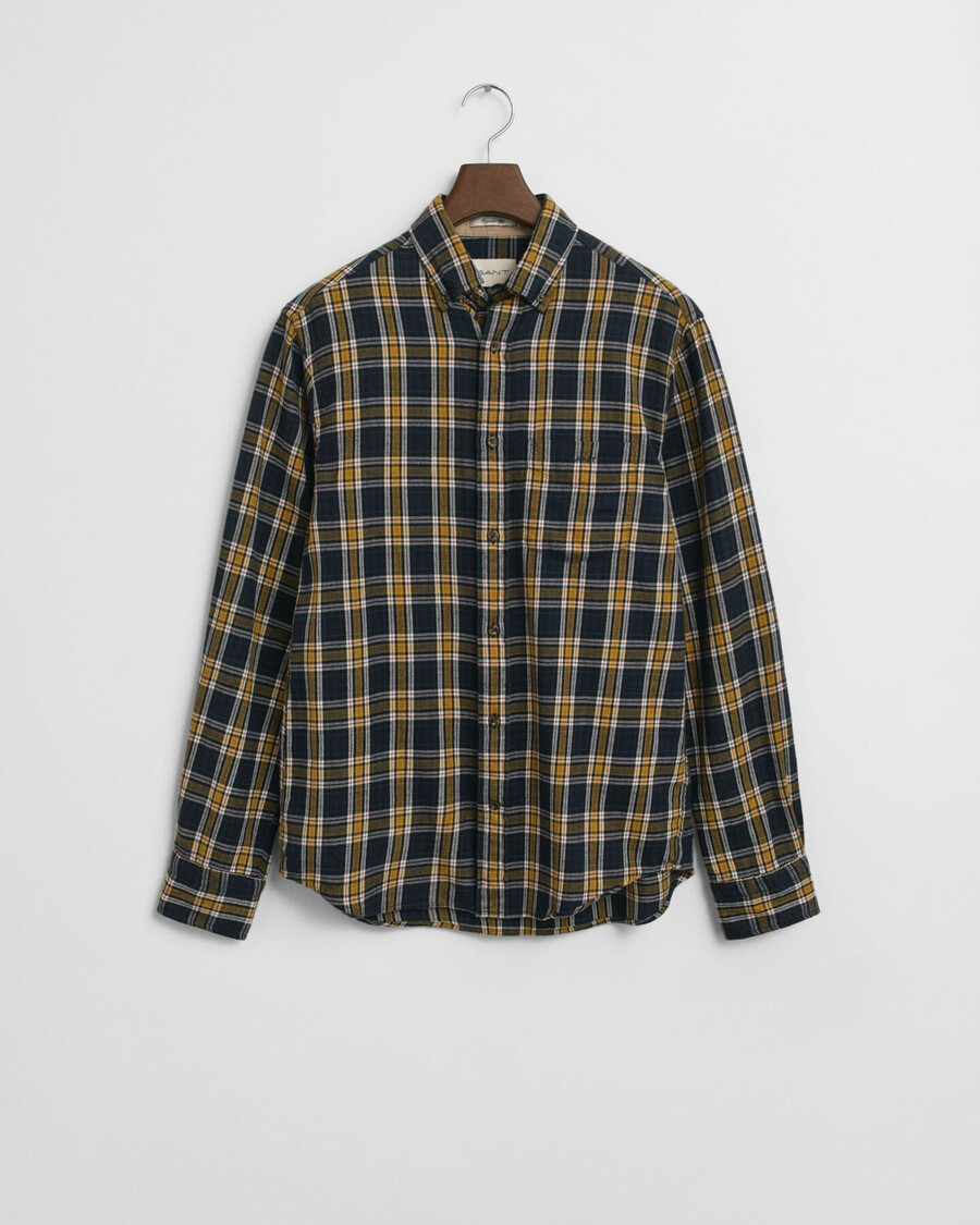 regular fit checked windblown flannel shirt - evening blue