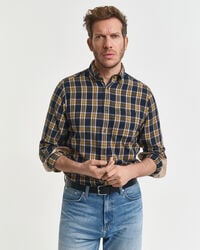 regular fit checked windblown flannel shirt - evening blue
