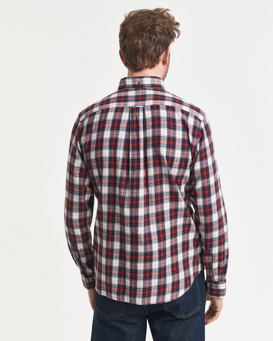 regular fit checked windblown flannel shirt - modern rust