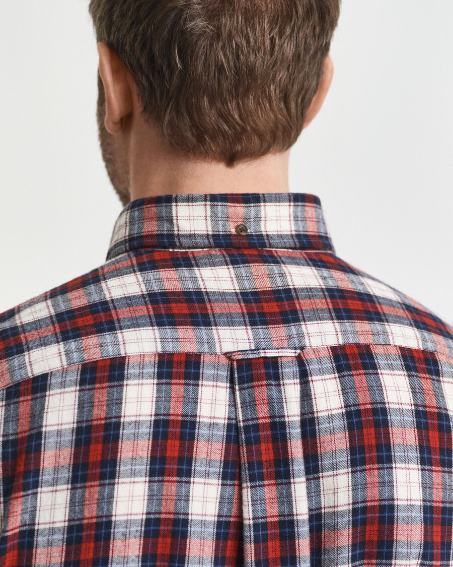 regular fit checked windblown flannel shirt - modern rust