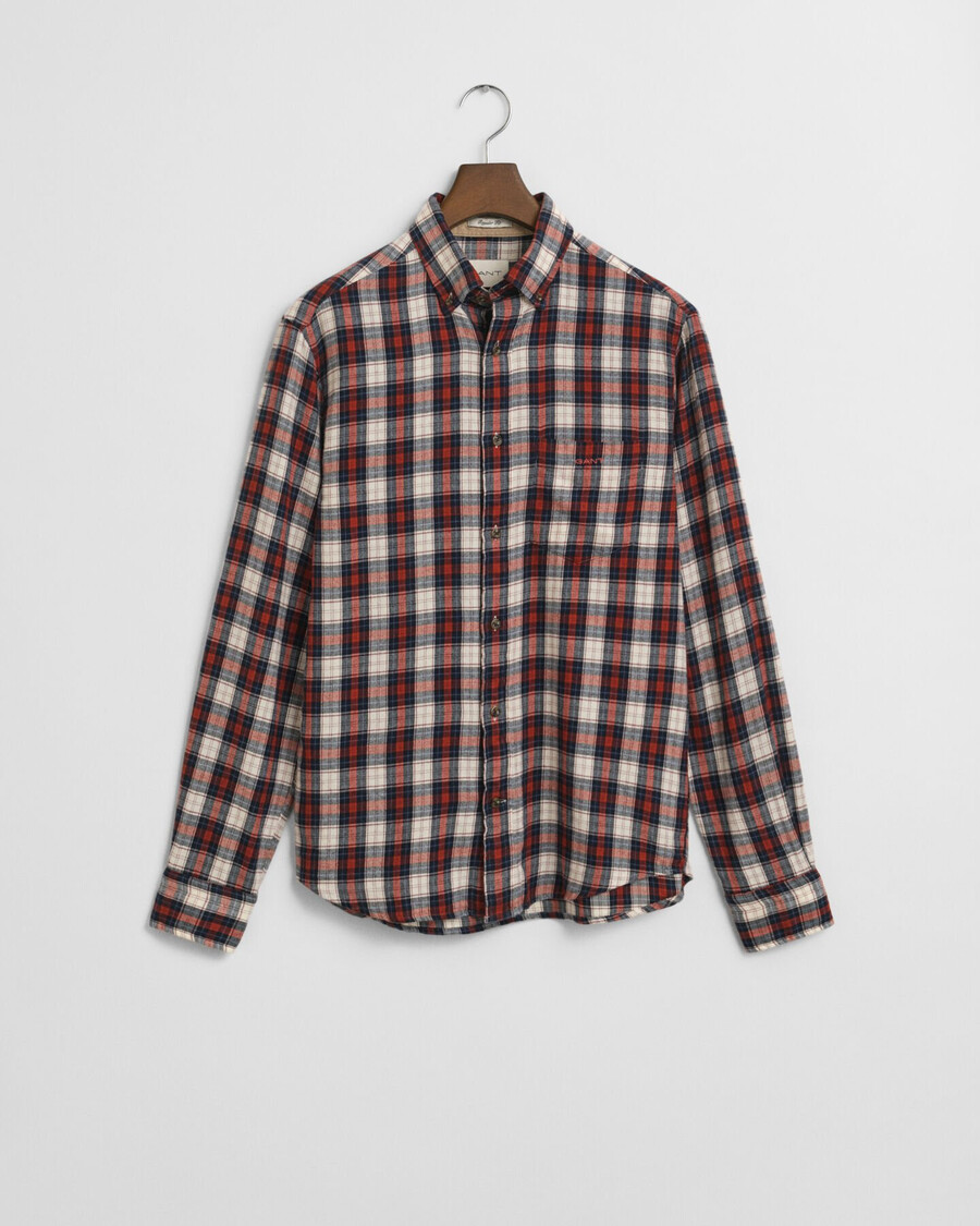 regular fit checked windblown flannel shirt - modern rust
