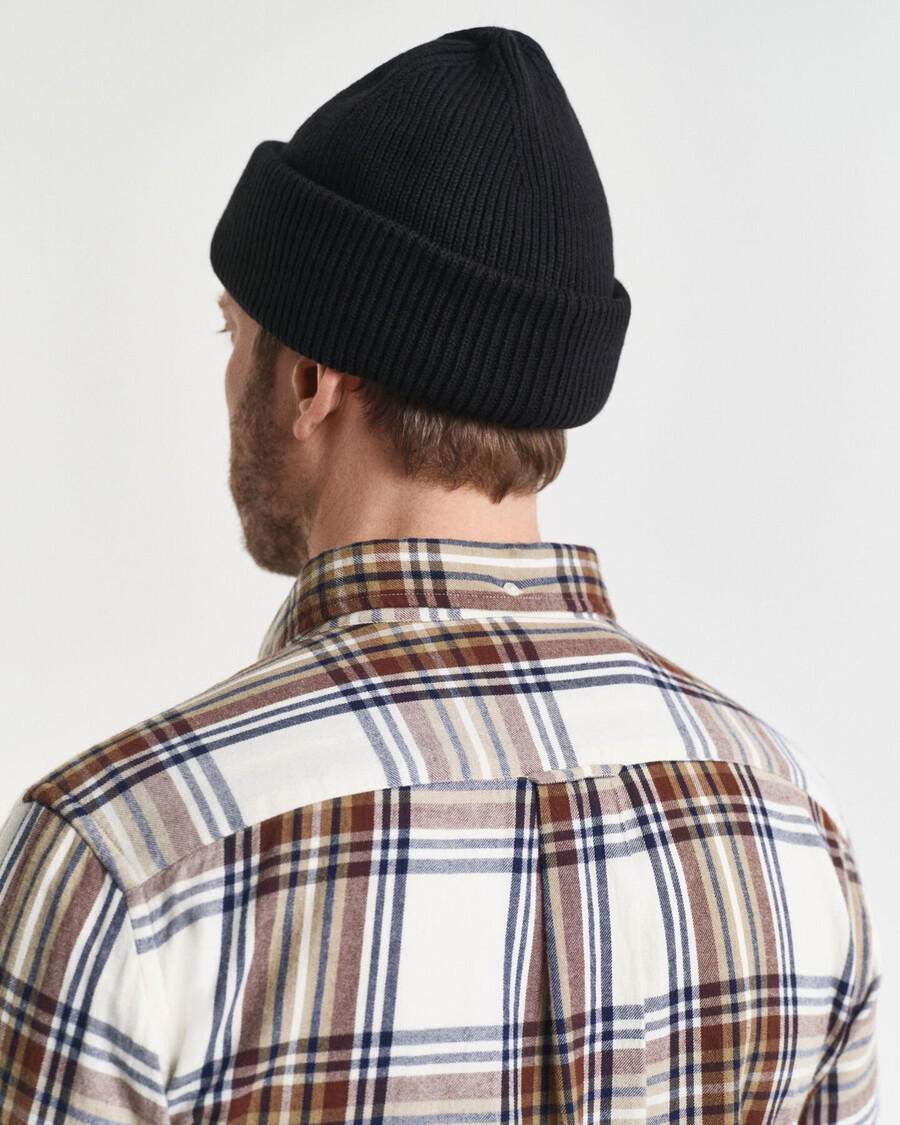 regular fit windblown flannel check shirt - cream