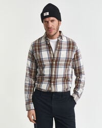 regular fit windblown flannel check shirt - cream