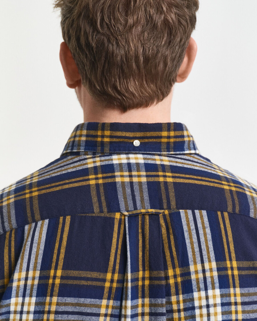 regular fit windblown flannel check shirt - evening blue