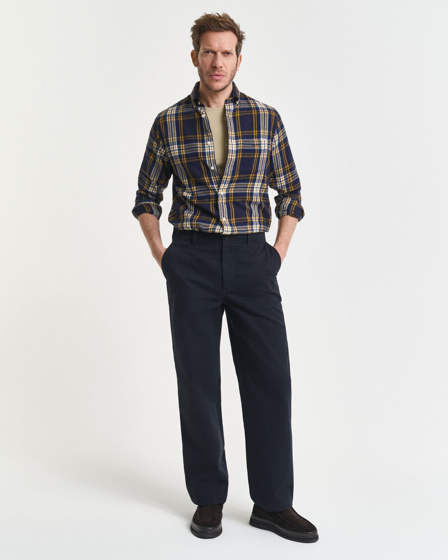 regular fit windblown flannel check shirt - evening blue