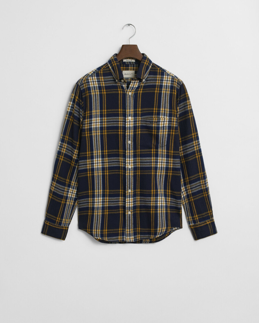 regular fit windblown flannel check shirt - evening blue