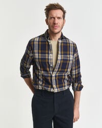 regular fit windblown flannel check shirt - evening blue