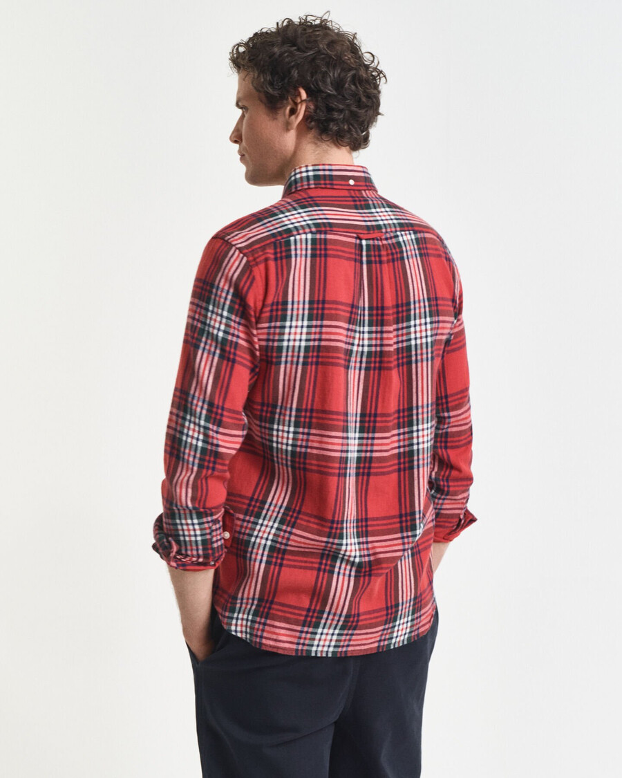 regular fit windblown flannel check shirt - modern rust