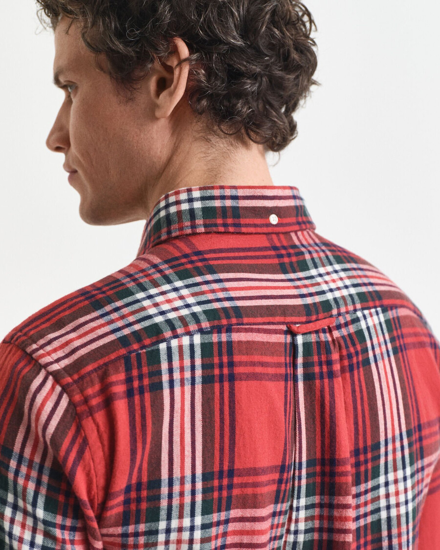 regular fit windblown flannel check shirt - modern rust