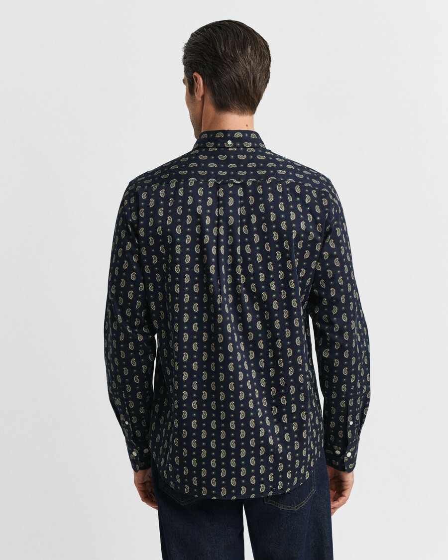regular fit paisley printed twill shirt - evening blue