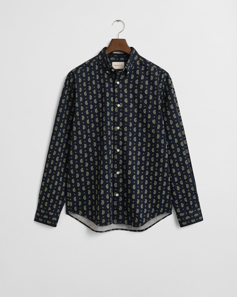 regular fit paisley printed twill shirt - evening blue